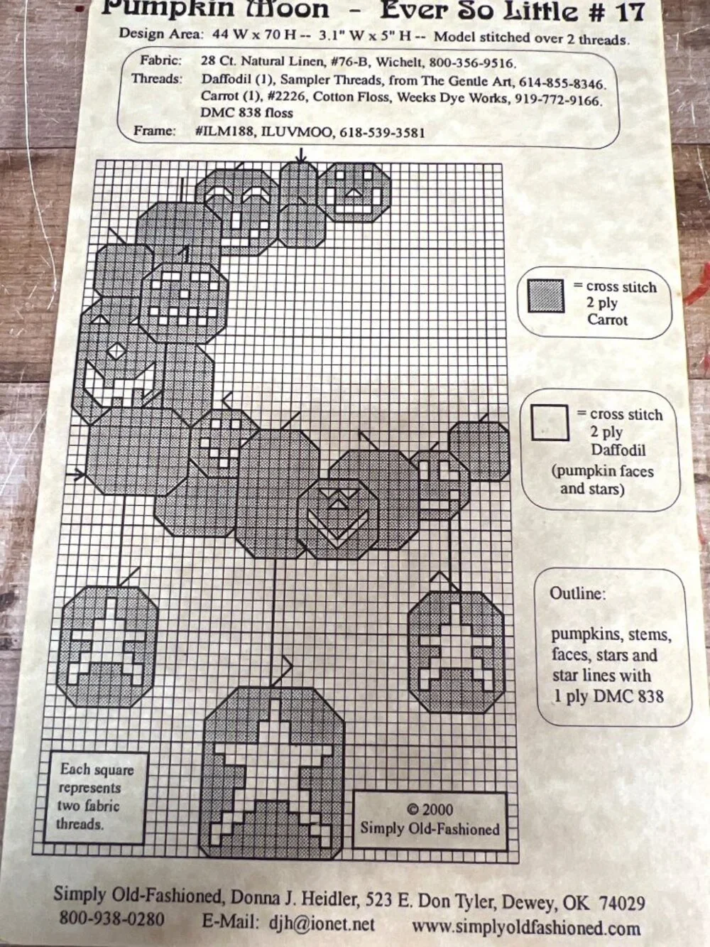 Pumpkin Moon Cross-Stitch Pattern Ever So Little #17 By Simply Old-Fashioned